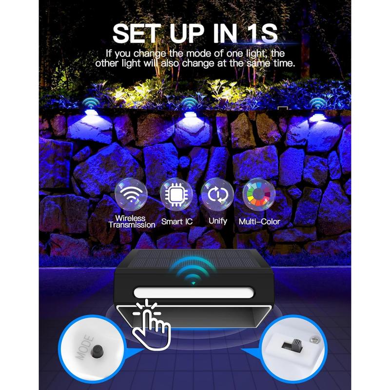 Solar Fence RGB Lights With 9 Light Colors - FabStyl